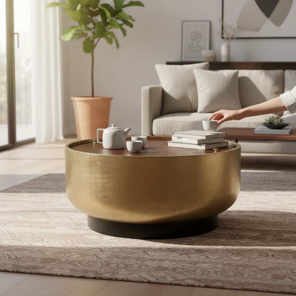 Wooden Drum Storage Table | Coffee Table | Side Table Furniture