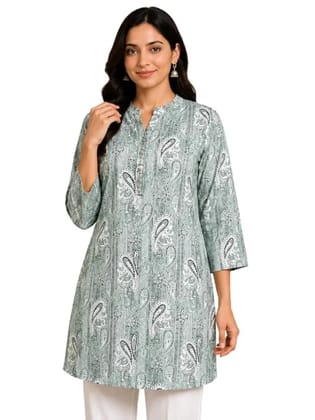 UneR Women's Rayon Paisley Printed Straight Kurti | Mandarin Collar | 3/4 Sleeves | Casual & Ethnic Wear | XL