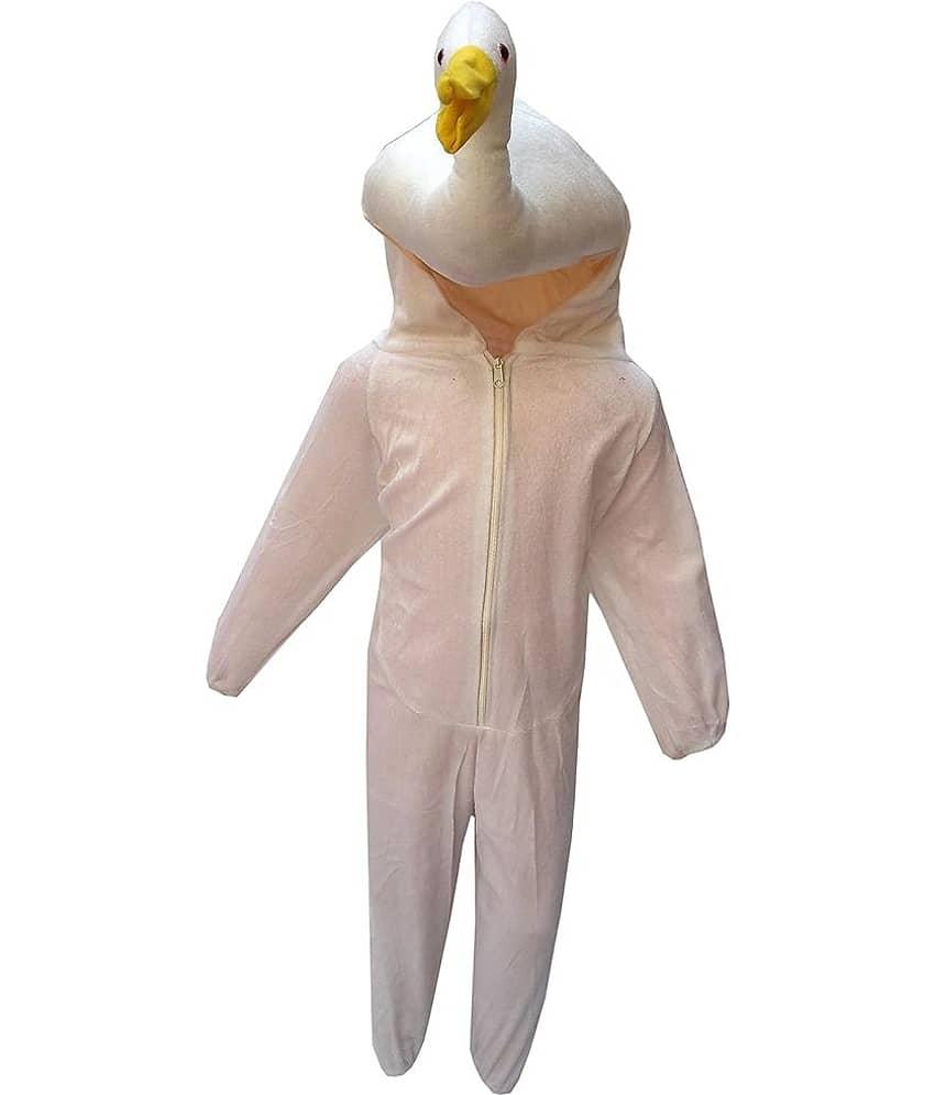 Kaku Fancy Dresses Duck Water Animal Costume -White, 7-8 Years, For Boys & Girls