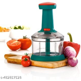 Premium Push Chopper Easy to push to Cut Vegetables Like Onion, Salad, Tomato, Potato, Cabbage (Teal  Red Color 650 Ml.