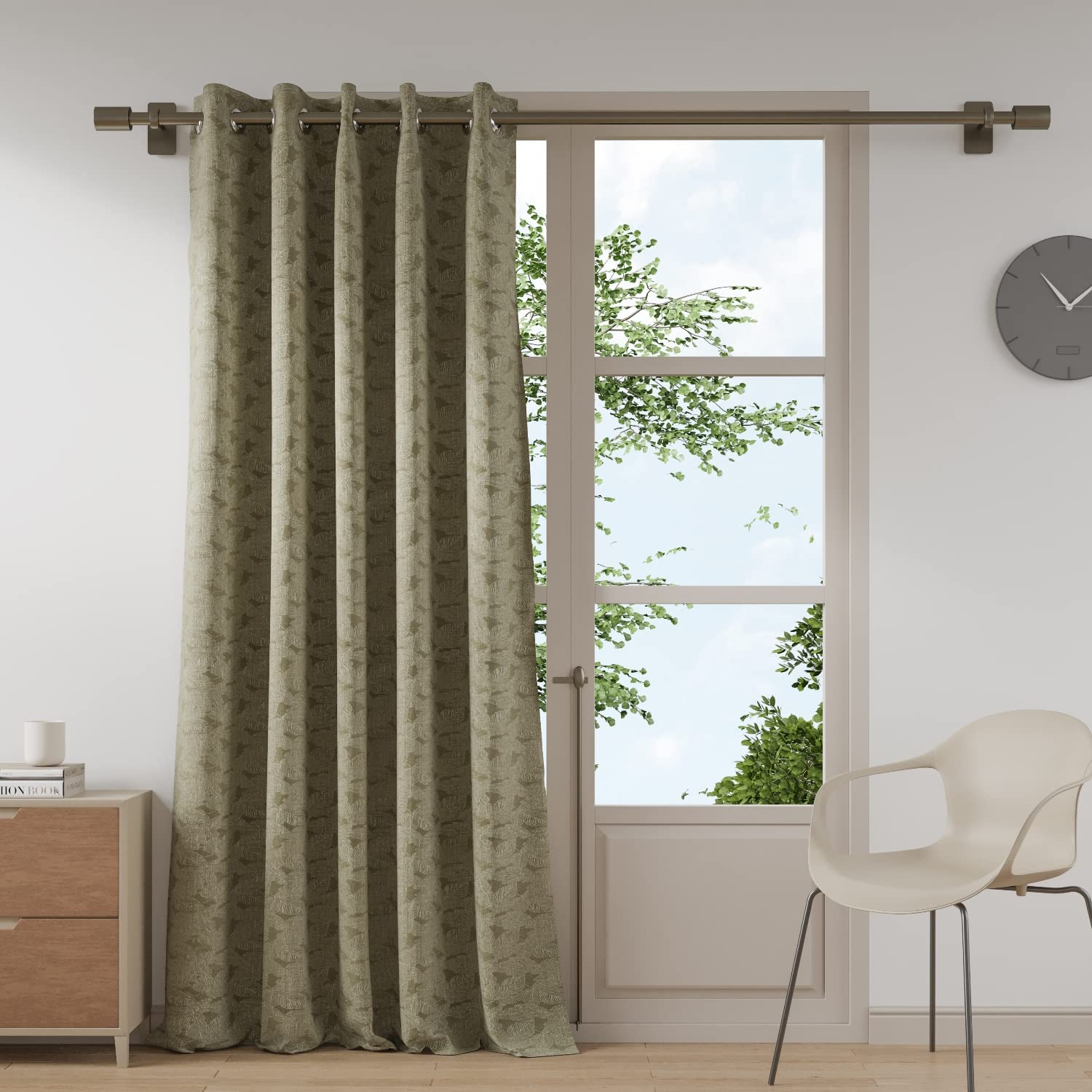 DDECOR - 100% PolyesterPlain And Texture PatternDoor 7 Ft|135 CM X 225 CM| - Grey