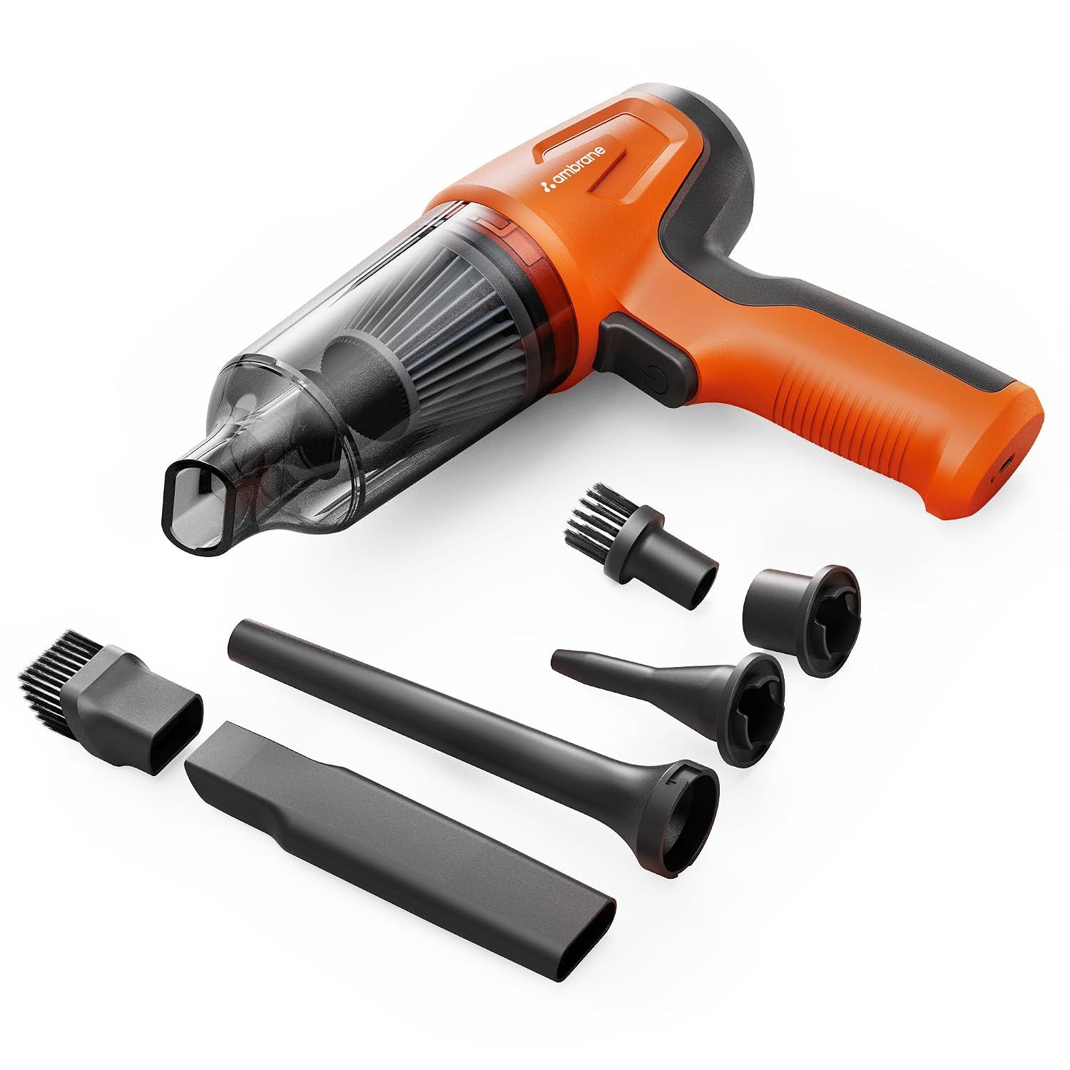 Ambrane 12kPA Powerful Suction 80W Wireless Hand Vacuum & 95000 RPM Air Blower 2in1 Wireless Vacuum Cleaner, BLDC Motor HEPA Filter,Compact & Lightweight for Car, Home use & Pet Hair, MiniVac02,Orange Ambrane 12kPA Powerful Suction 80W Wireless Hand Vacu