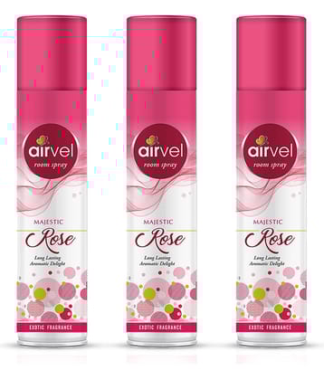 Airvel Rose Fragrance Room Spray Air Freshener for Home, Bathroom and Car 217ml ( Pack of 3 )
