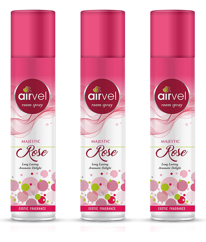 Airvel Rose Fragrance Room Spray Air Freshener for Home, Bathroom and Car 217ml ( Pack of 3 )