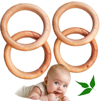 Pure Neem Wood Teether Rings � Pack of 4 | Natural, Safe & Baby-Friendly