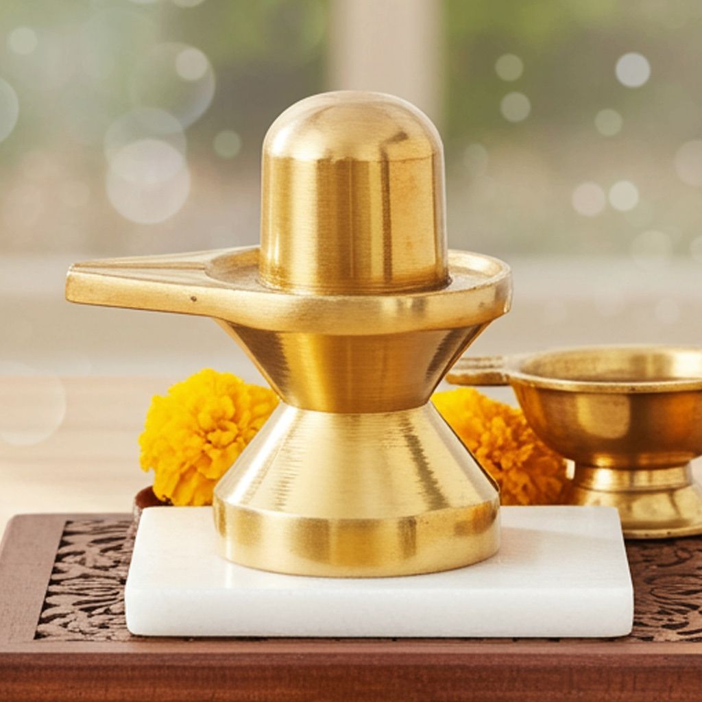 Brass Temple Shivling - Mandir Style Shiva Lingam, 1, Height : 1.2 Inch (BSMAS997 B)