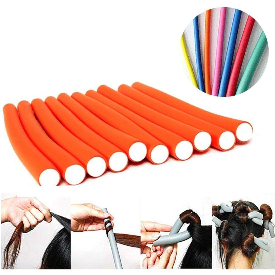 Nawani Hair Foam Rollers Soft Twist Curler Rods (Multicolour, 10 Pieces)