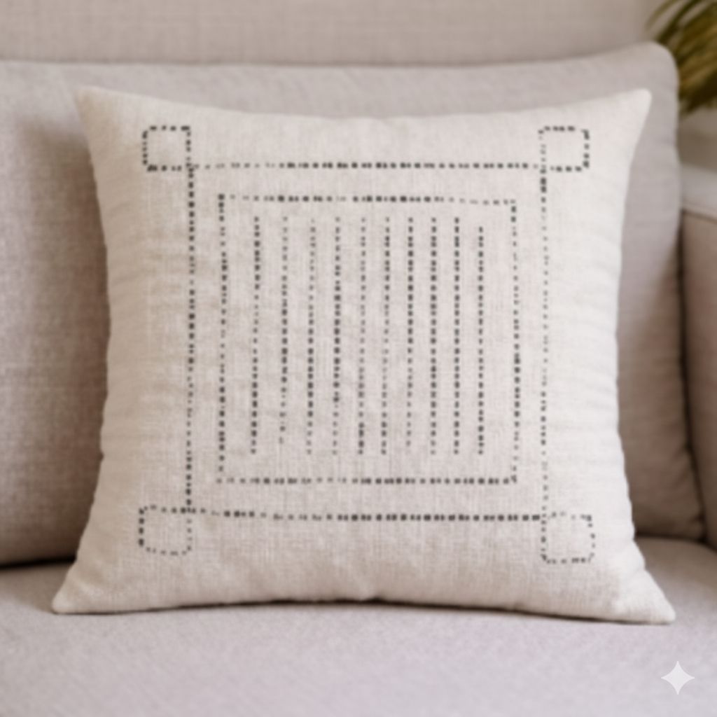 Nature Craaft Artisan Made Hand Embroidered Cotton Cushion Cover