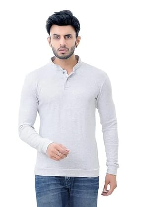 Grand STICTH Long Round Neck Men`S T Shirt White