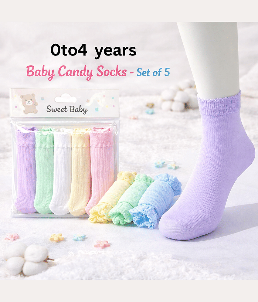 BBYARAJ Pack of 5 Unisex for Baby Nylon Full Length Socks ( Multicolor )