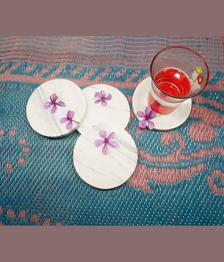 KRAFT CLOUDS Marble Round Coasters - Pack of 4