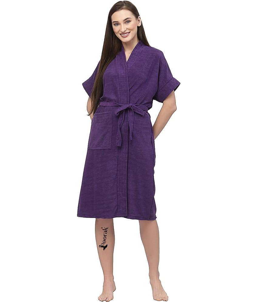 Poorak Purple Free Size Bathrobe ( Pack of 1 )