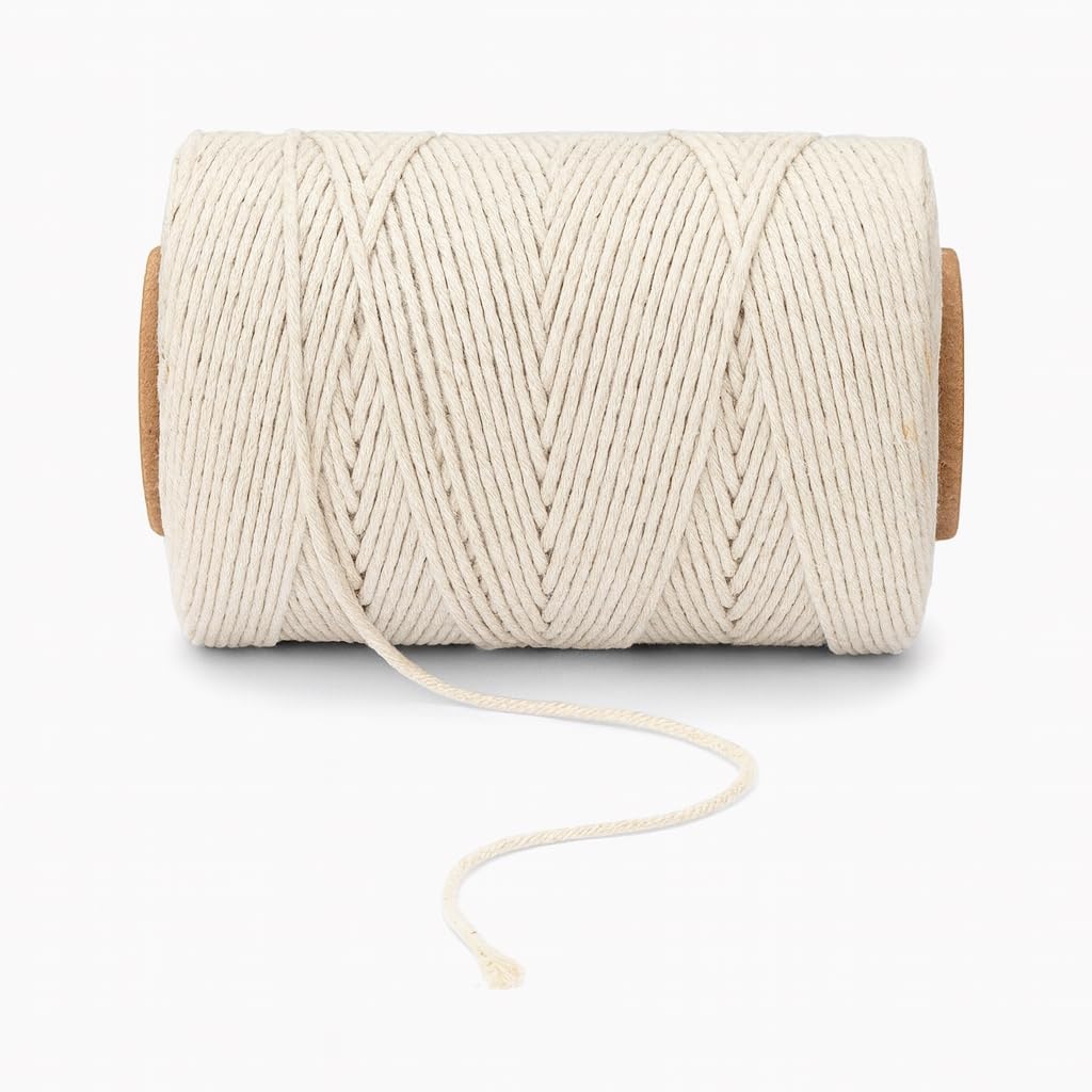 1 mm Cotton Twine Thread � Pack of 3 Spools (100 g Gross Weight Each) � Approx. 75 m Length per Spool � Natural Cotton Cord Dori String for DIY Crafts, Macrame, Gift Wrapping, Gardening & Packing