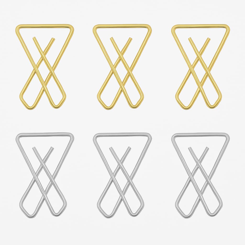 6 Pieces of X Shape Saree Safety Pin - Plain (3 Gold + 3 Silver) - Multipurpose Simple Hijab Pins for Girl and Women - Dupatta Pallu - Chunri Scarfs & Fancy Saree Pin