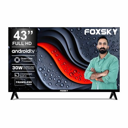 Foxsky 109 cm (43 inches) Full HD Smart LED TV 43FSFHS With Black (Frameless Edition) (Dolby Audio)
