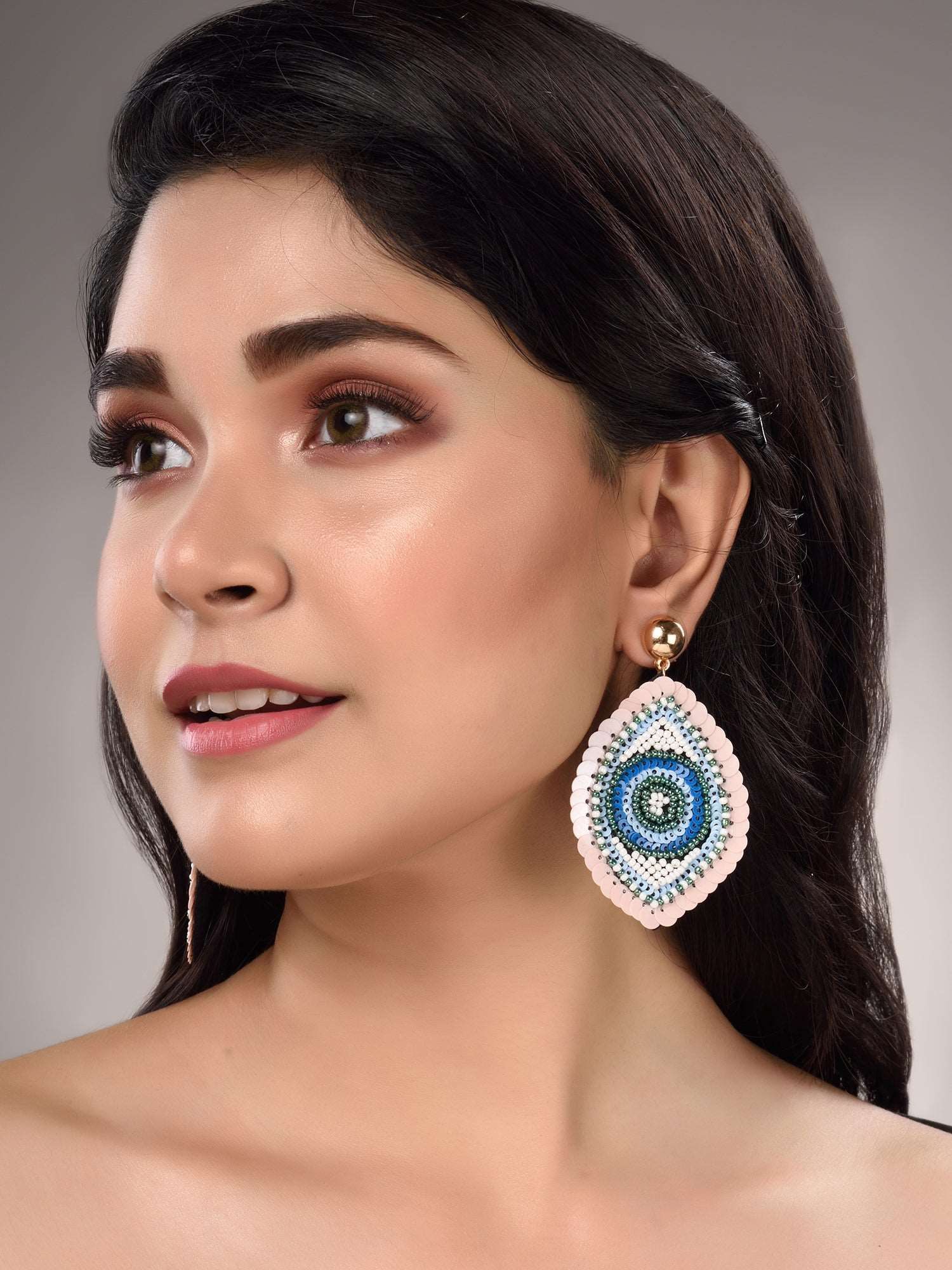 Blue & White Contemporary Dangler Earrings