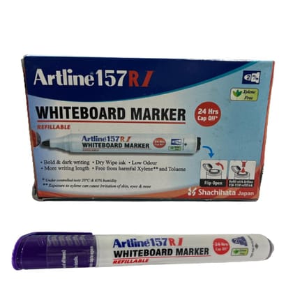 Artline 157RI Whiteboard Marker Pack of 10 (Purple Colours) | For Presentations, Classrooms, & Meetings