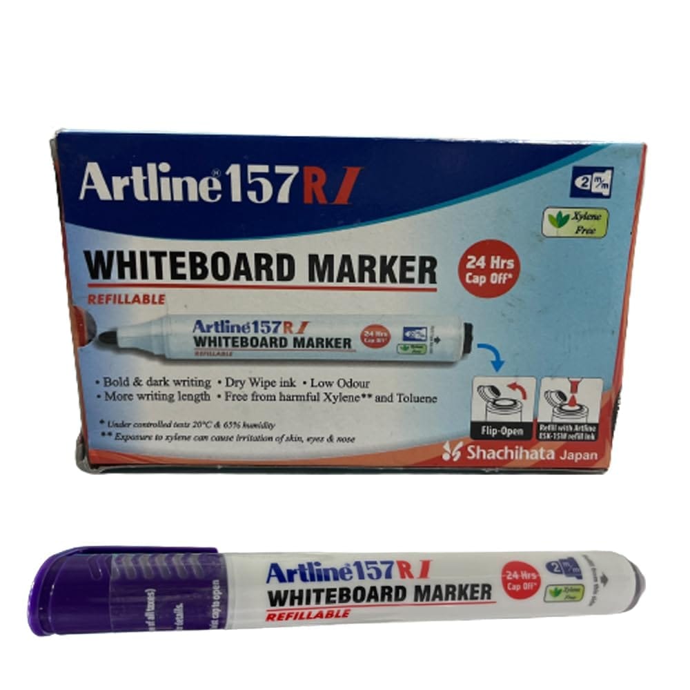 Artline 157RI Whiteboard Marker Pack of 10 (Purple Colours) | For Presentations, Classrooms, & Meetings