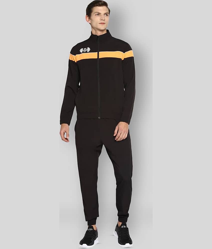 YUUKI - Black Polyester Regular Fit Striped Men's Sports Tracksuit ( Pack of 1 )