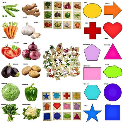 Vegetables & Shapes Jigsaw Puzzle for Kids | Educational Learning Puzzle for Early Development | Color, Shape & Cognitive Skill Building Game