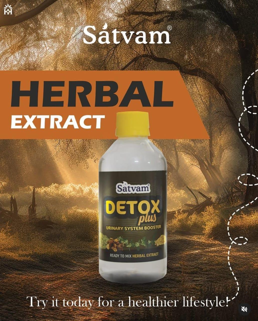 Satvam - Detox Plus - Urinary System Booster (Ready to mix Herbal Extract) 330ml