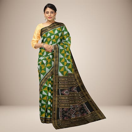 Geometric pattern design handwoven khandua silk saree Geometric pattern design handwoven khandua silk saree