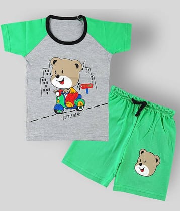 CATCUB Pack of 1 Boys Cotton Blend T-Shirt & Shorts Set ( Green )