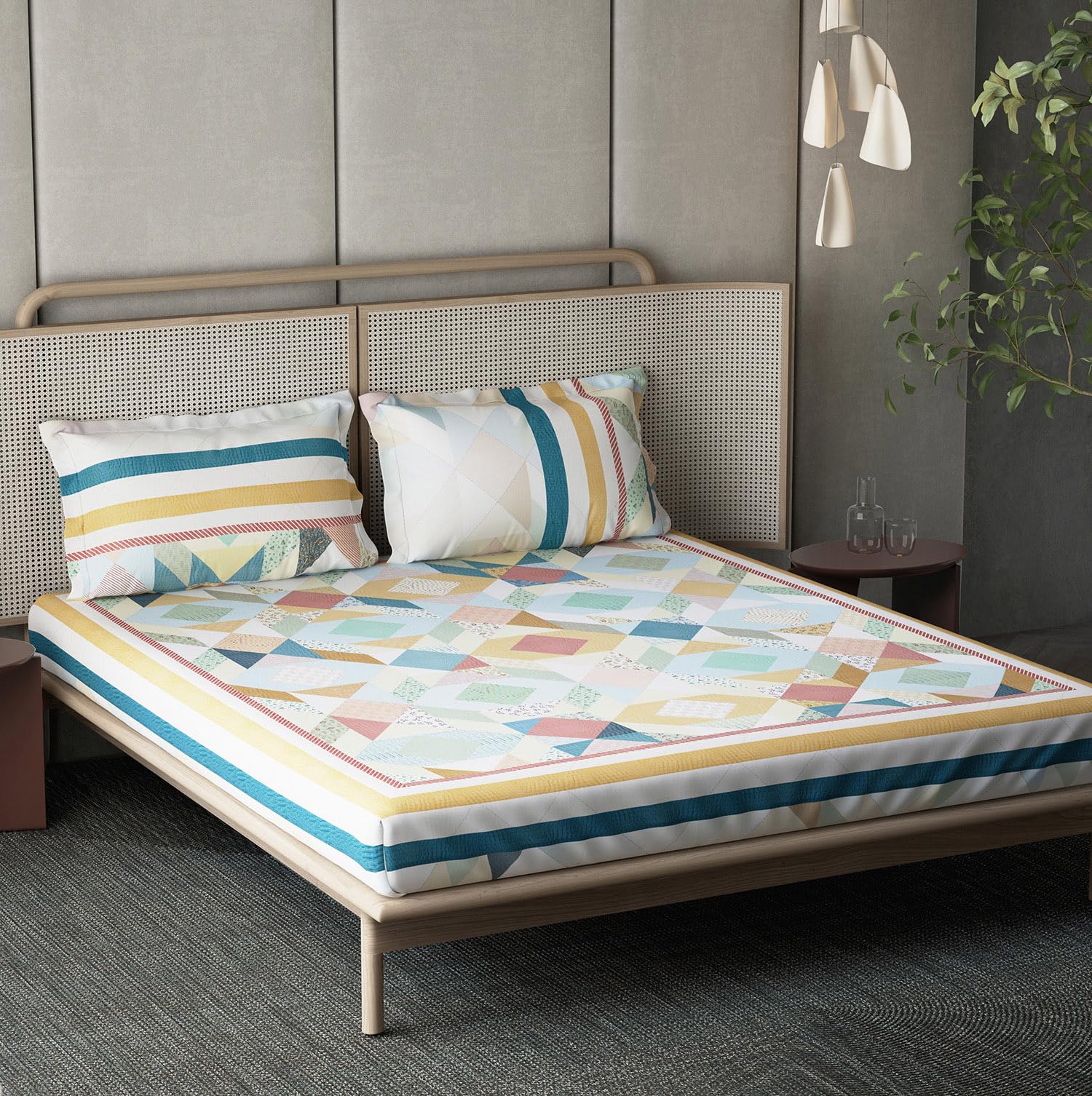 DDECOR - Countryside Collection 100% Cotton Global Ethnic Pattern 136TC Super King Dohar |274 CM X 274 CM|Blue