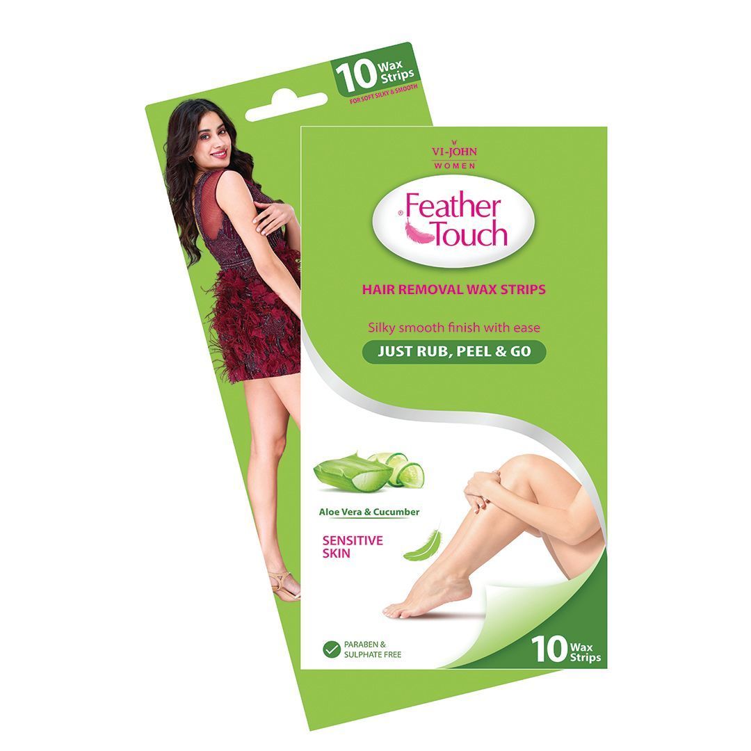 VI-JOHN FEATHER TOUCH ALOE VERA & CUCUMBER HAIR REMOVAL WAX STRIPS 10 STRIPS