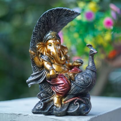 Craftlayout Craftlayout Sitting On Peacock Lord Ganesh Idol 19 Cm Craftlayout Craftlayout Sitting On Peacock Lord Ganesh Idol 19 Cm