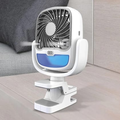 Portable Clip Fan with 3 Speed, Rechargeable Grip Go Mini Fan with LED Color Light, Universal Clamp Stroller Fan for Desk, Travel, Indoor & Outdoor Use