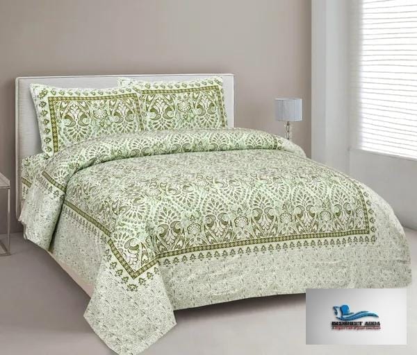 3001-Hometrade India-Standard King Size (90*108 Inches) Double Bedsheet With 2 Pillow Cover-RJ-14-Jaipur lining-3512