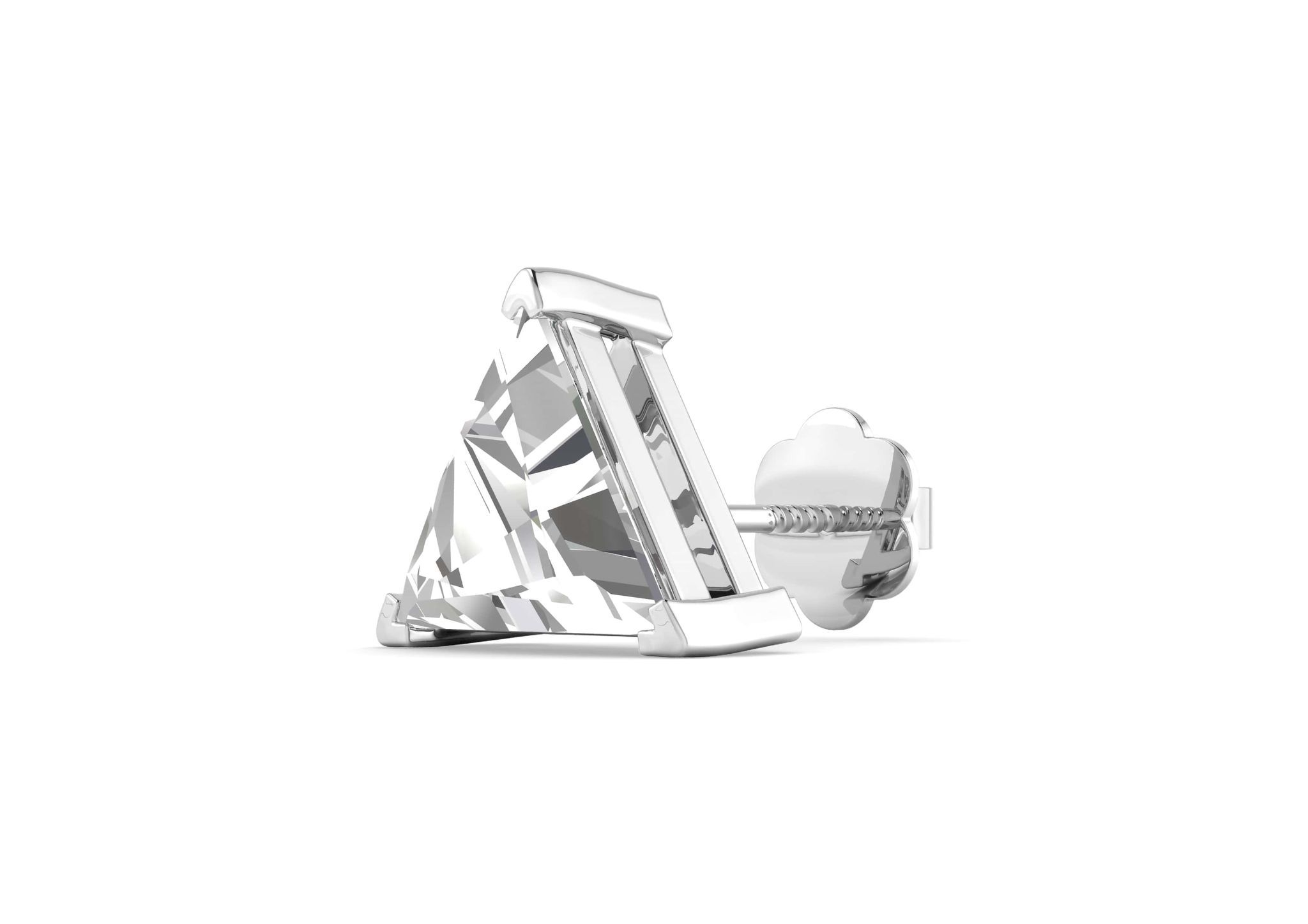 Triangle Solitaire CZ Ear Stud For Him (1 Pc Only)