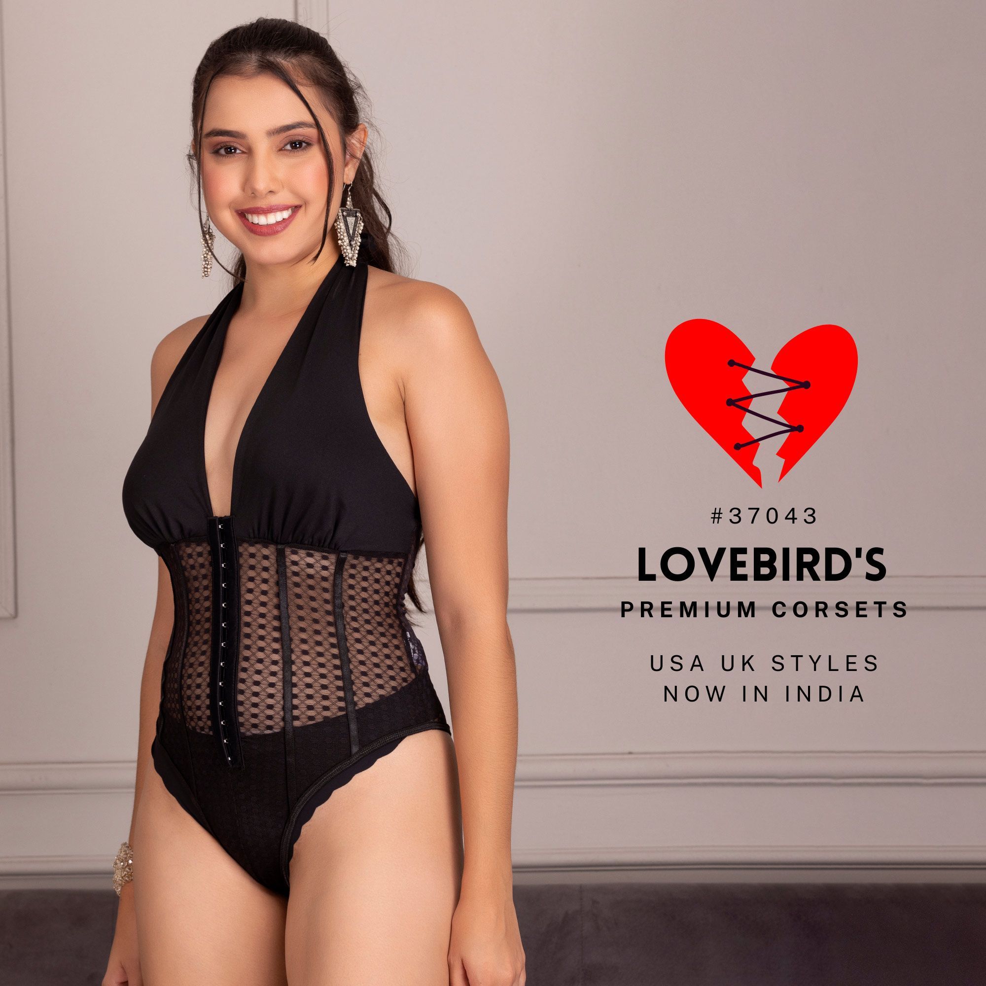 37042 Black Premium halter Corset for Modern India