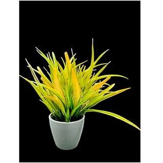 De Gardenia Mini Artificial Plants Set Multicoloured Lifelike Faux Plants for Home and Office Decore Small Bonsai (Dark Yellow 1)