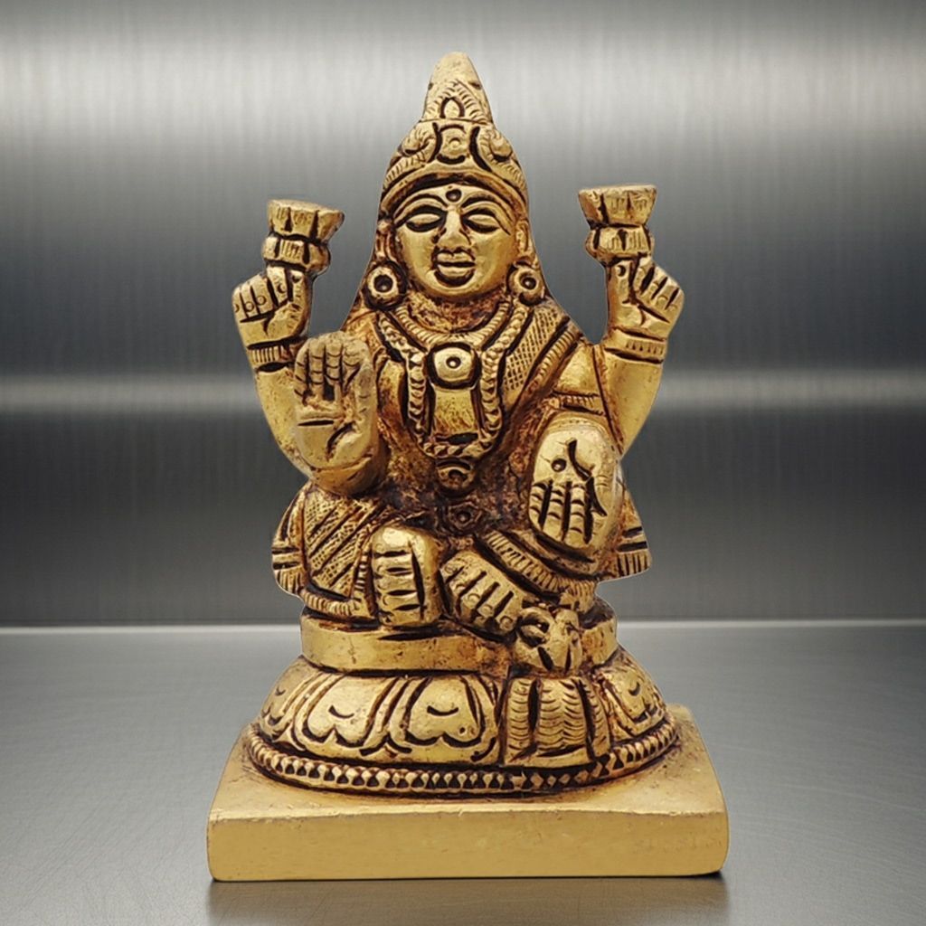 Brass Showpiece Laxmi Round Base God Idol Statue (BSMAS1645 L)