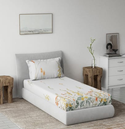 DDECOR - Radiance Collection 100% Cotton Classical Pattern 145TC Single Bedsheet|152 CM X 224 CM| - Yellow