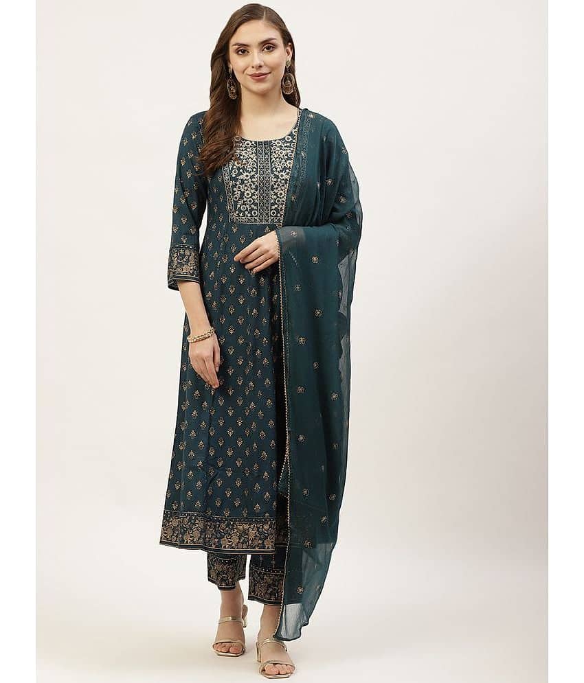 Kbz - Green A-line Rayon Women's Stitched Salwar Suit ( Pack of 1 )