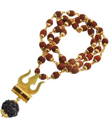 DAMRU LOCKET WITH GOLDEN CAP RUDRAKSHA MALA