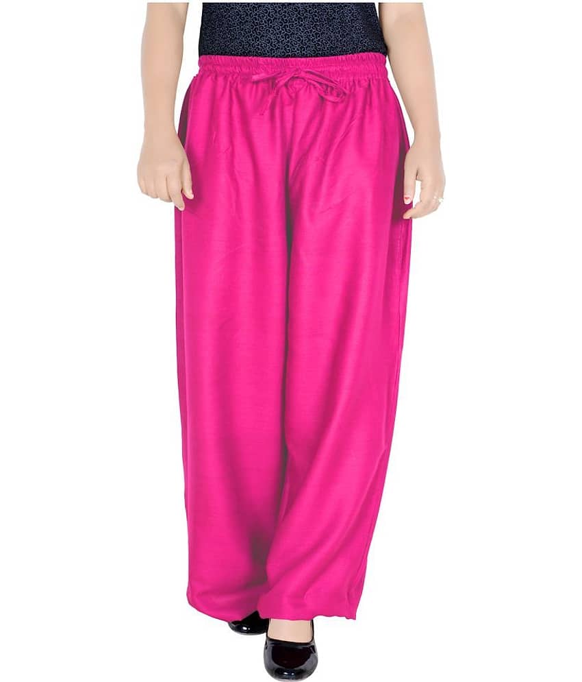 Sttoffa - Pink Rayon Loose Fit Women's Casual Pants  ( Pack of 1 )