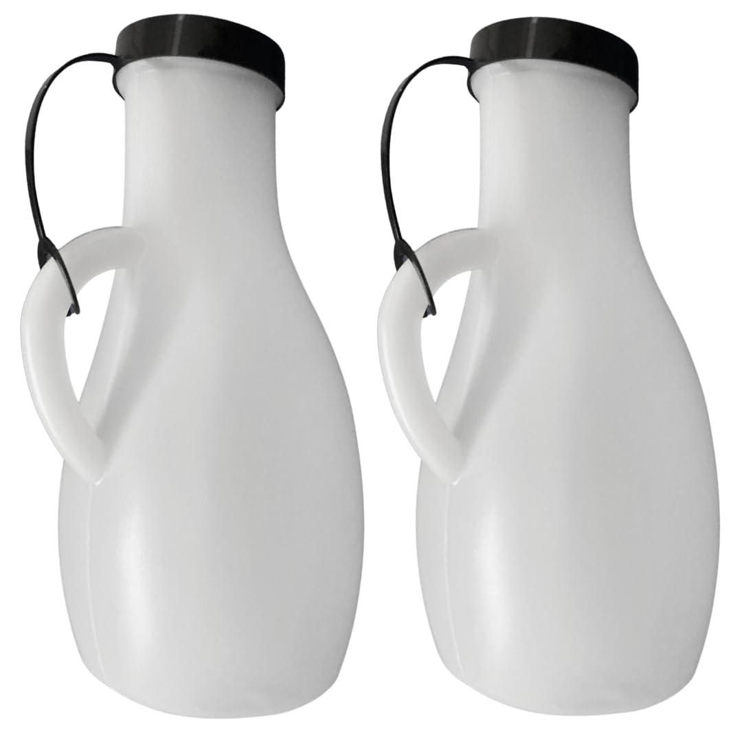 Tan45 Urine Pot for Men Toilet, Urinal Collector For Adults With Lid Pack Of 2 800ml Each