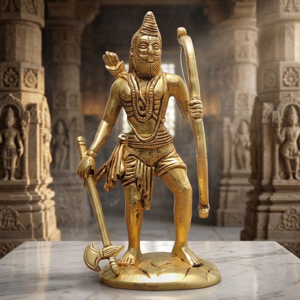 Brass Lord Parshuram Decorative Idol – Handcrafted Brass Religious Statue, Height : 6.5 Inch (BSMAS1339 X)