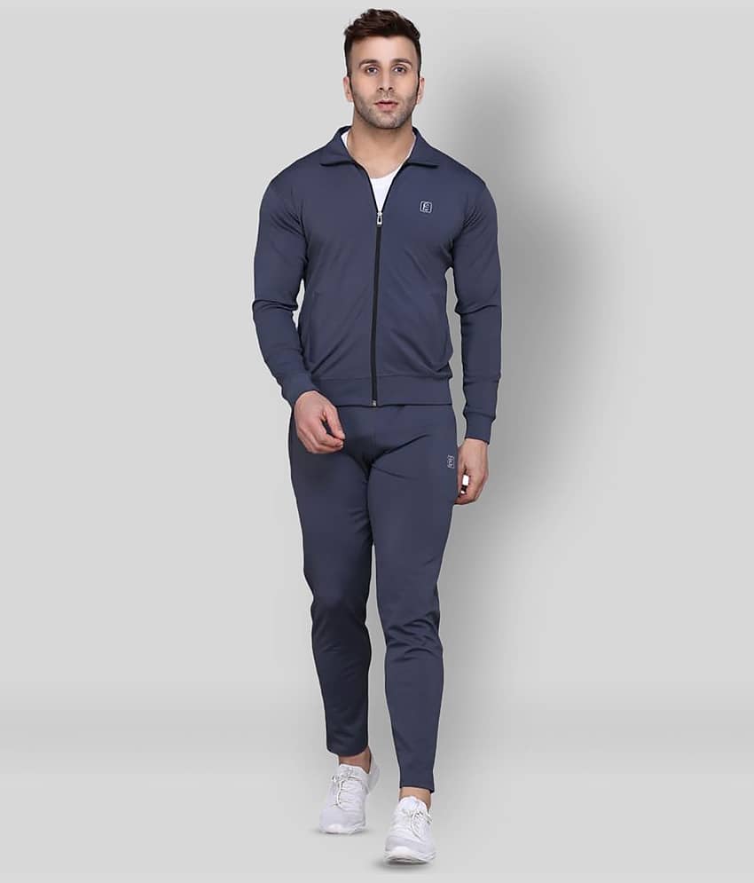 PRAUME - Dark Grey Polyester Slim Fit Solid Men's Sports Tracksuit ( Pack of 1 )