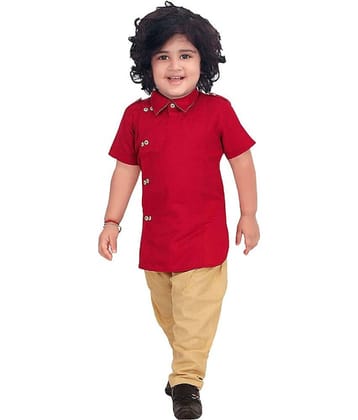 little PANDA Boys Linen Blend Ethnic Kurta and Pyjama Set