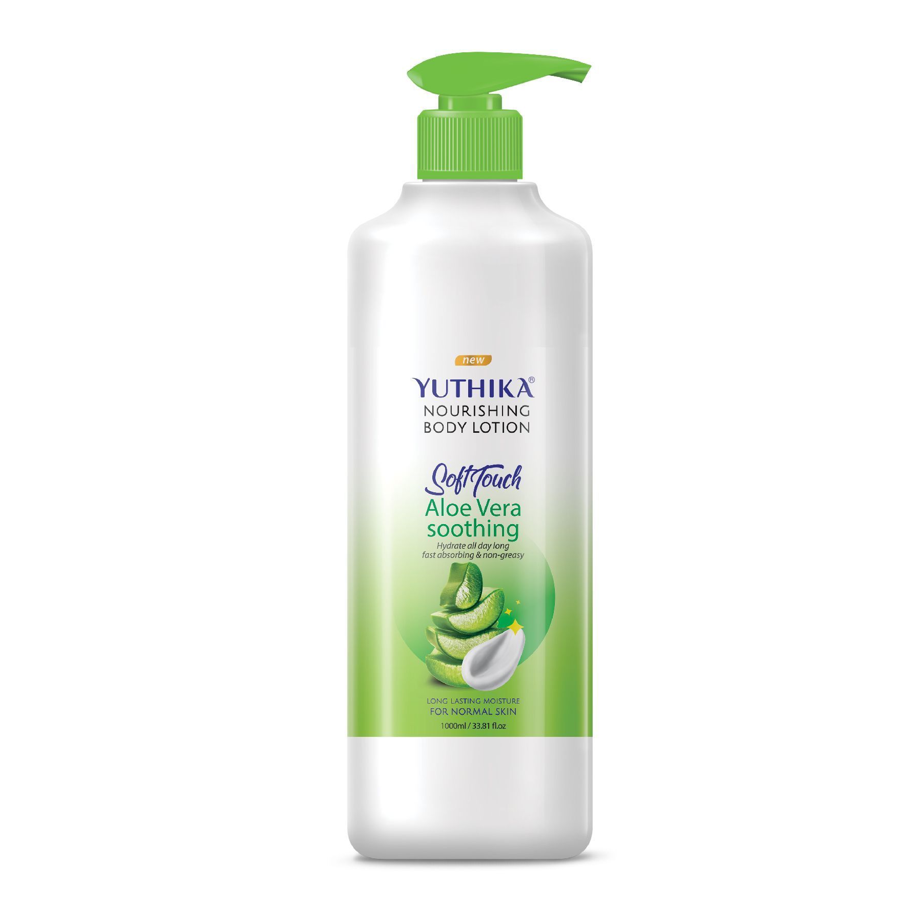 Yuthika Aloe Vera Body Lotion 1000ml, Long Lasting Nourishing Body Lotion, Instant Hydration, Fast Absorbing Bodylotion