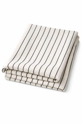Handmade White with Black Striped Cotton Kitchen Tea Towel