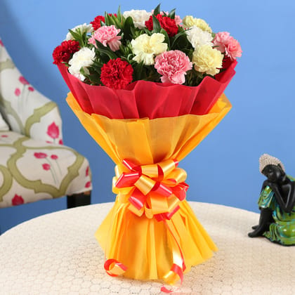 15 Mixed Carnations Bouquet Medium