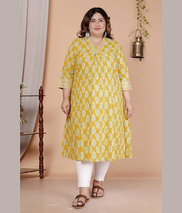 Avnii Women Cotton Printed Straight Kurti ( Yellow )