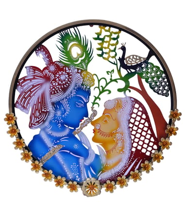 PREET GALLERY Round Krishna and Radha Metal Wall Art with Peacock LED Lighting, Metal Floral Wall Hanging Perfect for Restaurant, office, caf? & gift 64X64x5 cm PREET GALLERY Round Krishna and Radha Metal Wall Art with Peacock LED Lighting, Metal Floral Wall Hanging Perfect for Restaurant, office, caf? & gift 64X64x5 cm