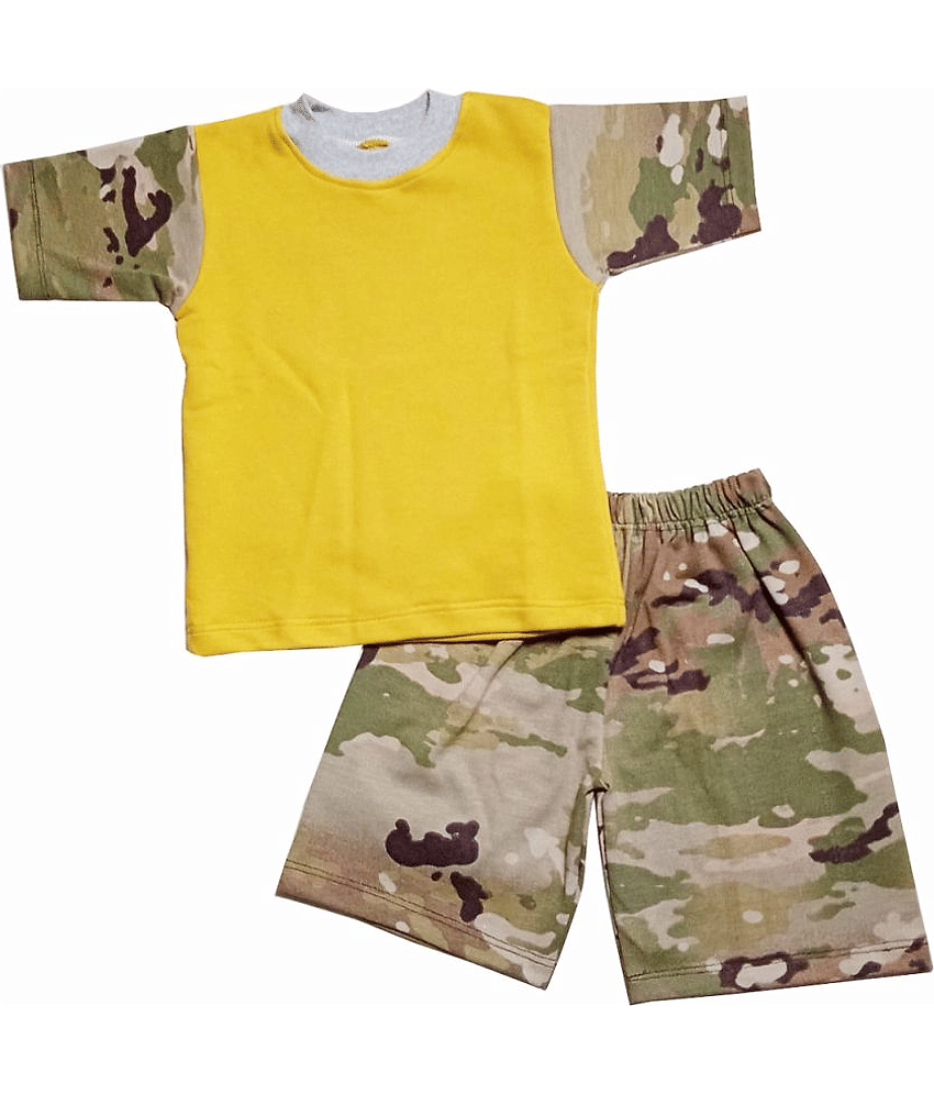 harshvardhanmart.com Pack of 1 Boys Cotton T-Shirt & Shorts Set ( Mustard )